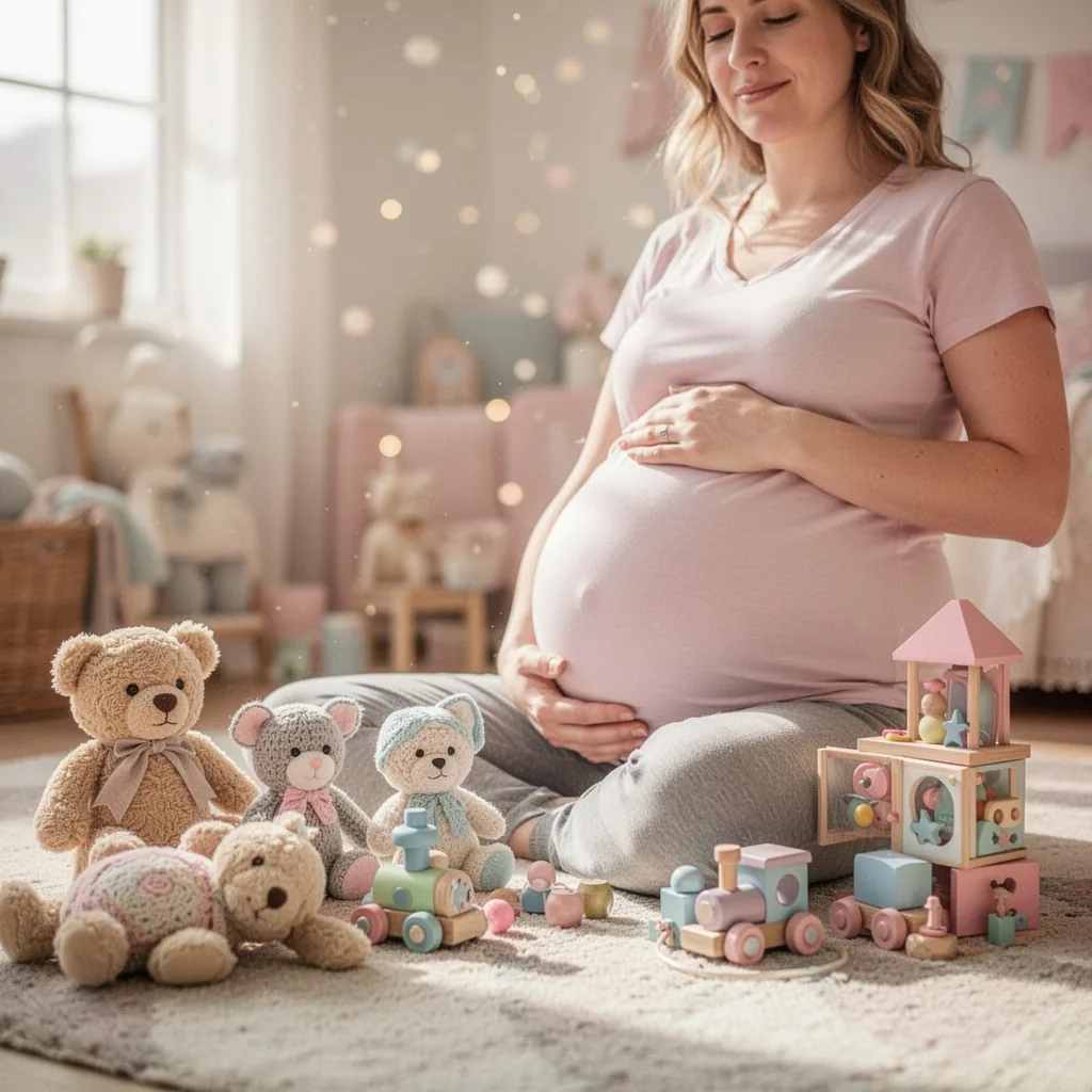 Une femme enceinte, les yeux fermés, les mains recouvertes de terre lors d'un atelier de poterie en extérieur, sourire
